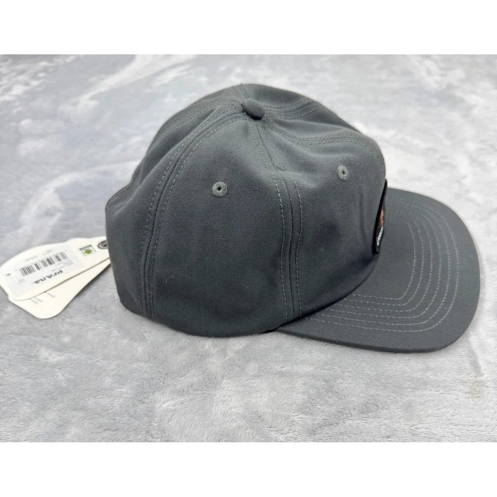 PRANA Gazin Patch Hat Unisex OS Charcoal Snapback UPF 50+ Recycled